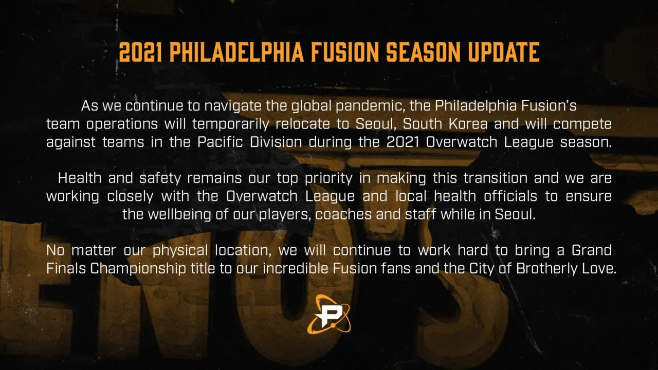 The Fusion are moving for 2021.