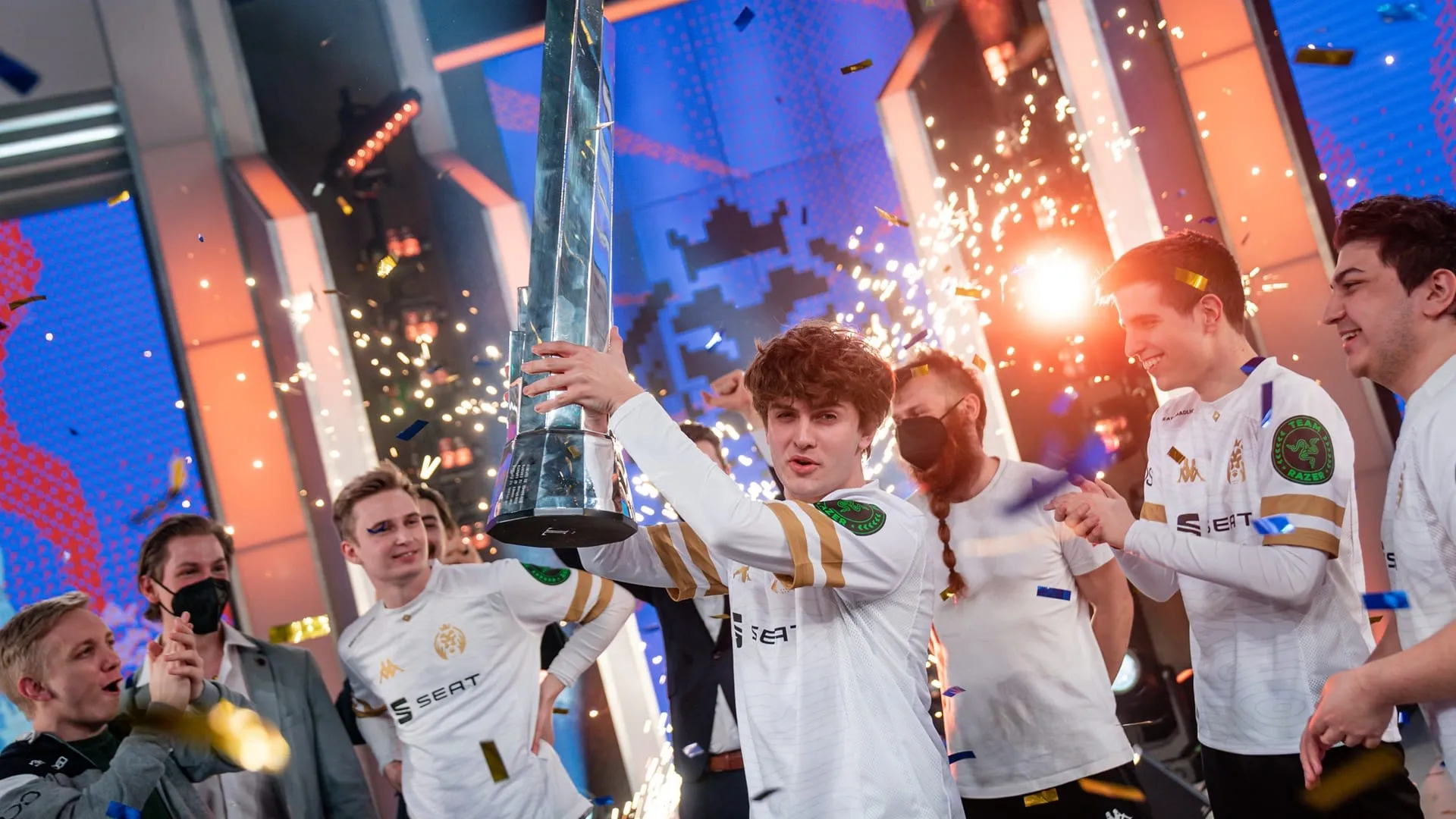 Carzzy and MAD Lions hoist the 2021 LEC spring split finals trophy