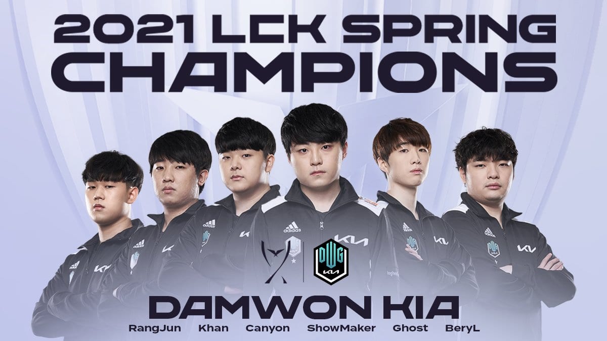 DWG KIA 2021 LCK Spring champions team photo