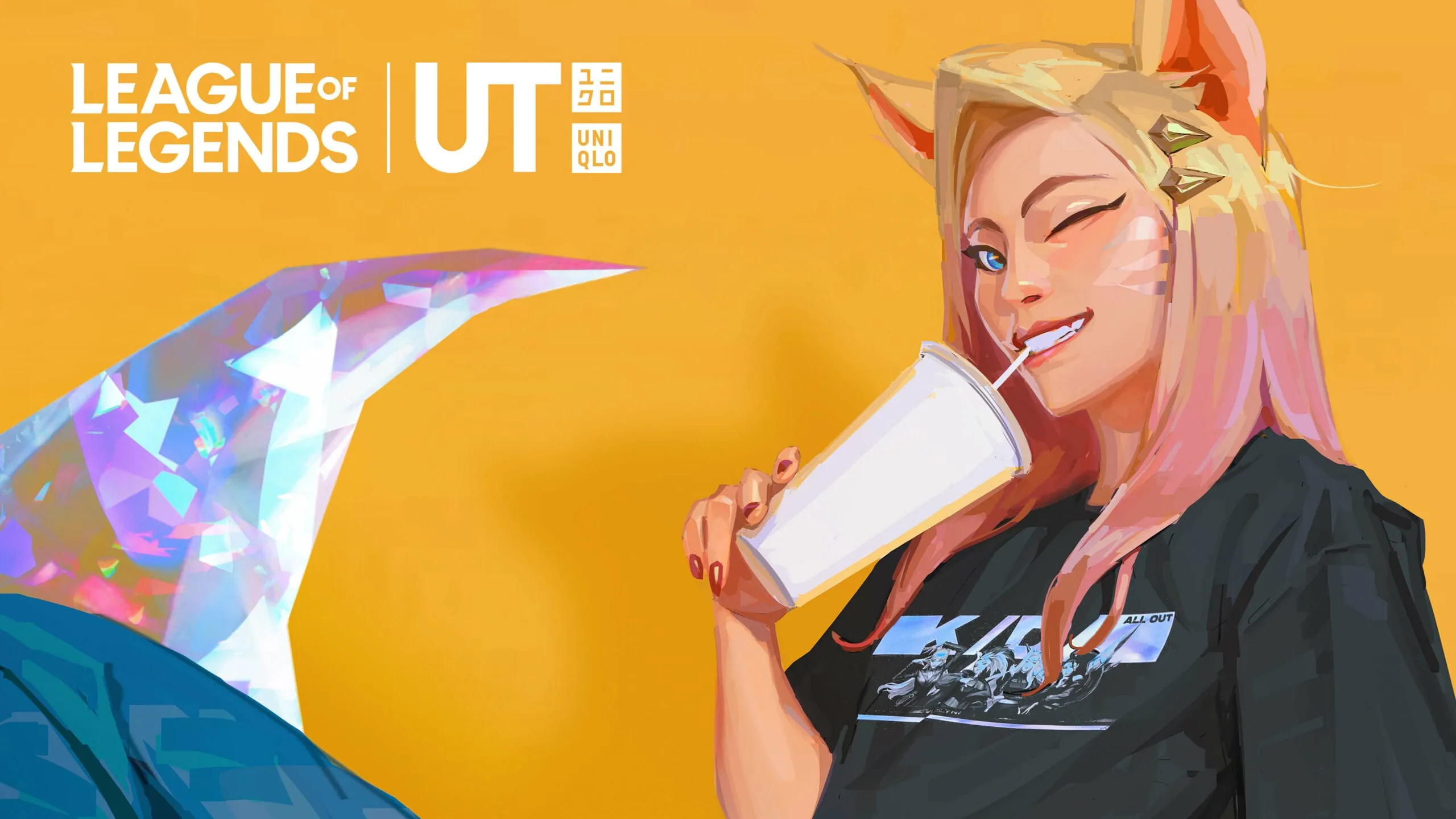 A K/DA character poses in a Riot Games/ Uniqlo collaboration photo