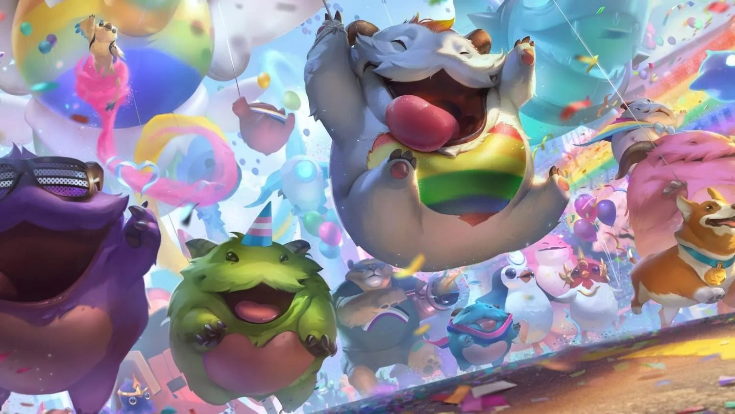 Art for Riot Games new Pride 2021 event, bringing new missions and rewards to League of Legends.