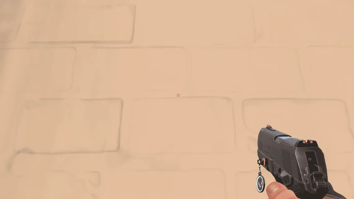 A red waffle crosshair in VALORANT