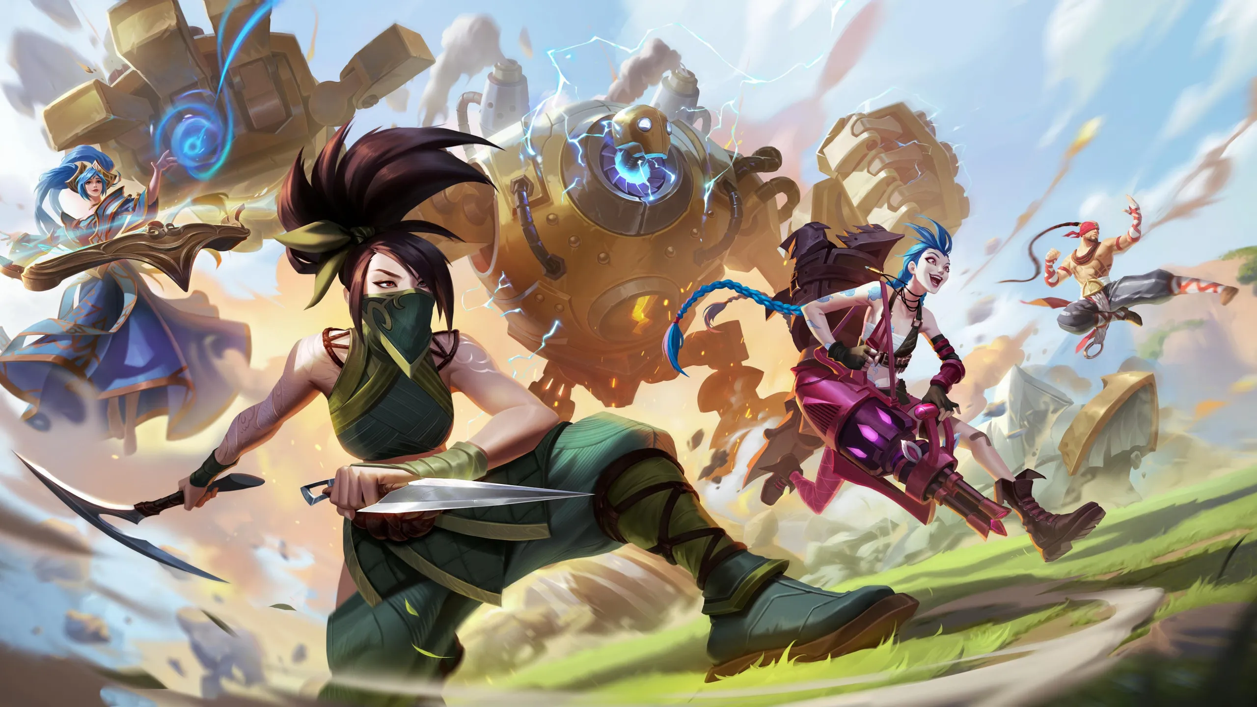Wild Rift promotional photo with champions Akali, Blitzcrank and Jinx for nemesis duel introduction