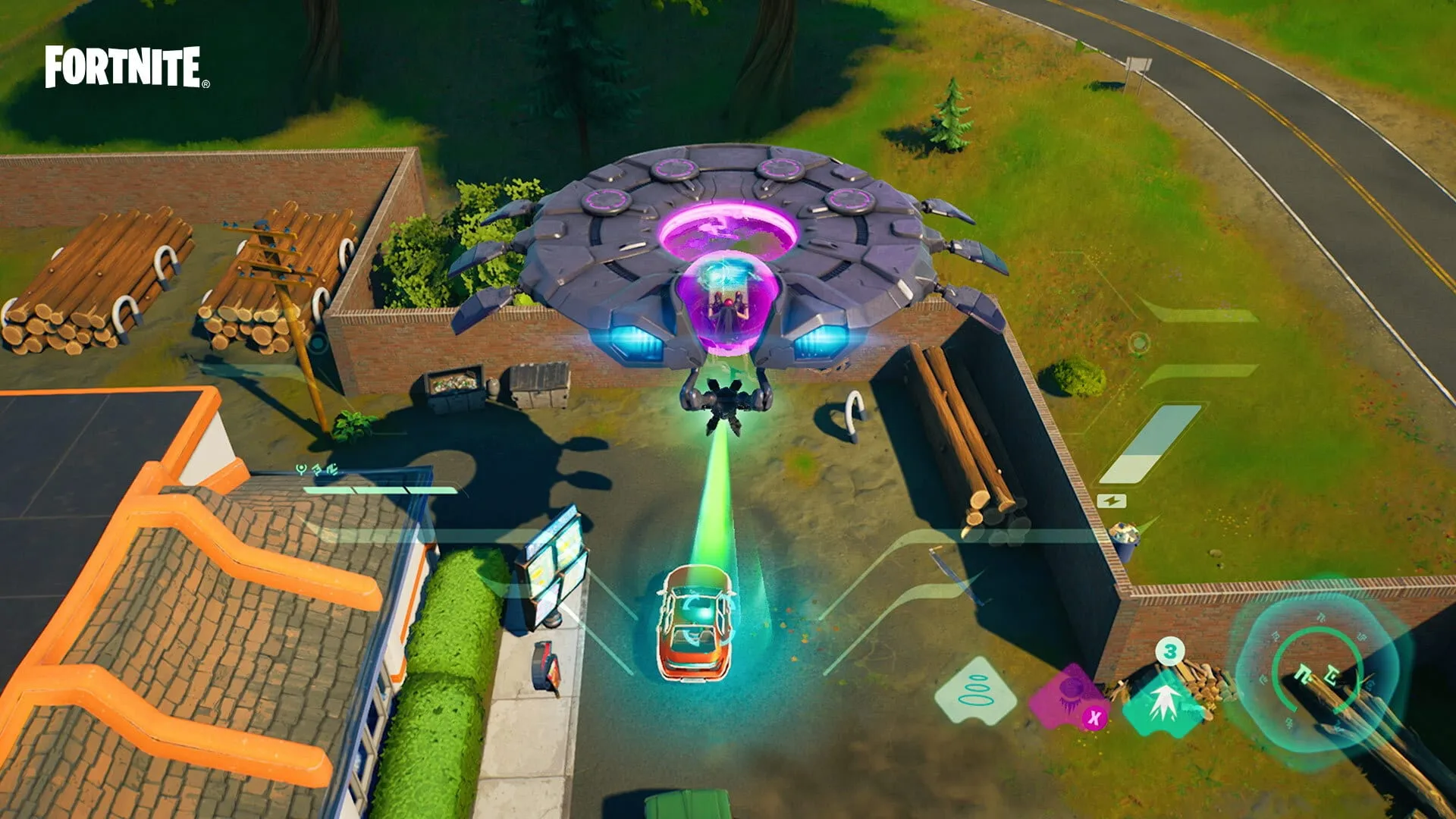 A UFO in Fortnite Season 7. as part of the Week 3 challenges