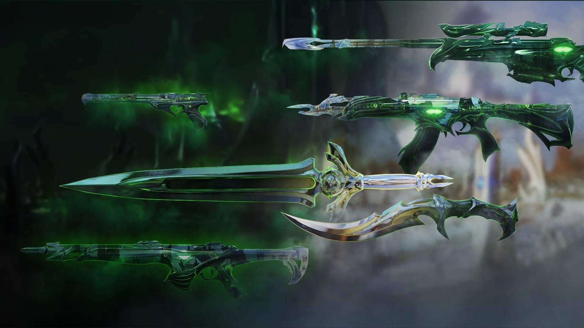 VALORANT Tethered Realms weapon skin bundle.