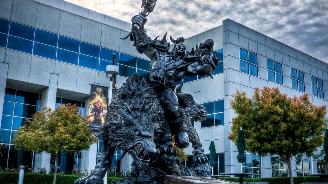 world of warcraft statue outside of activision blizzard kotick
