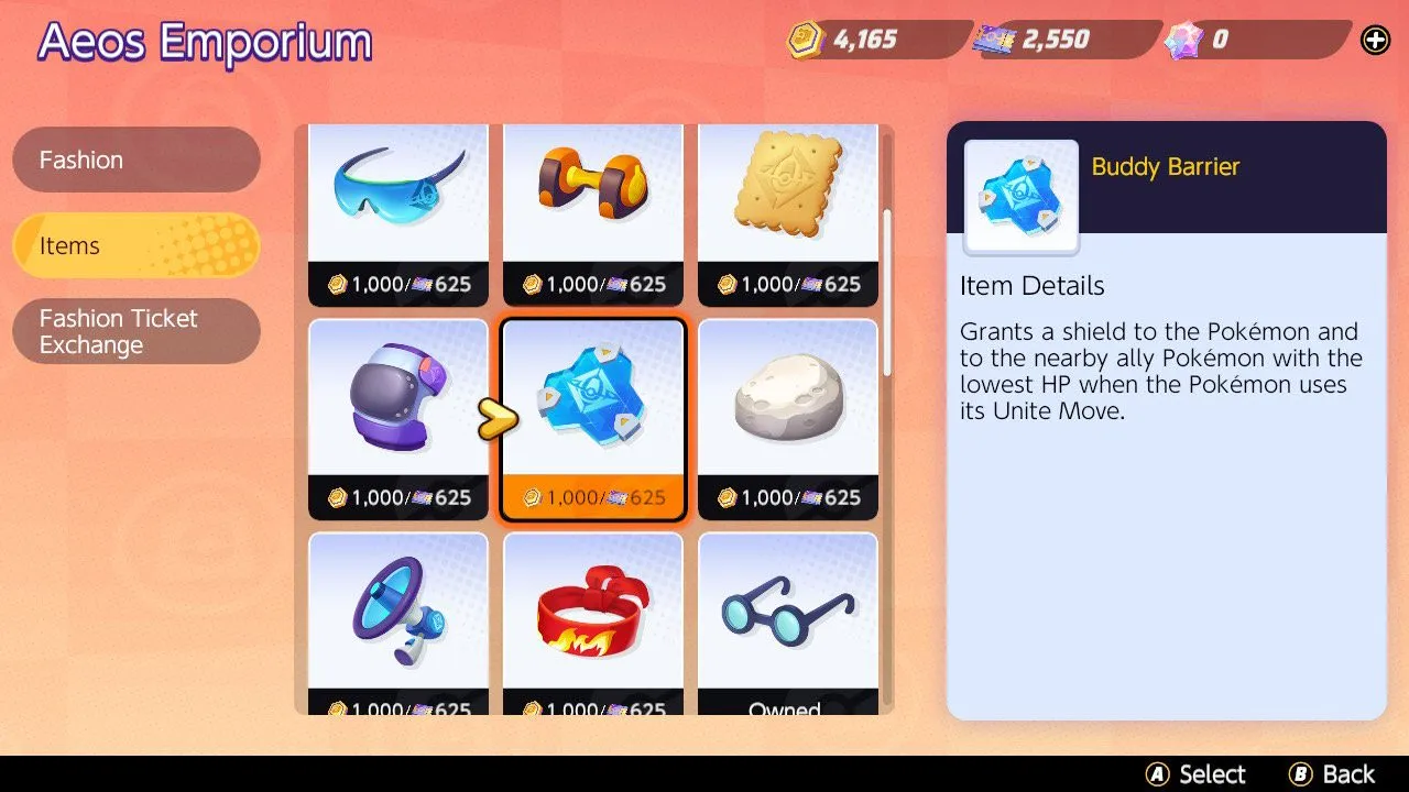 Pokémon unite items