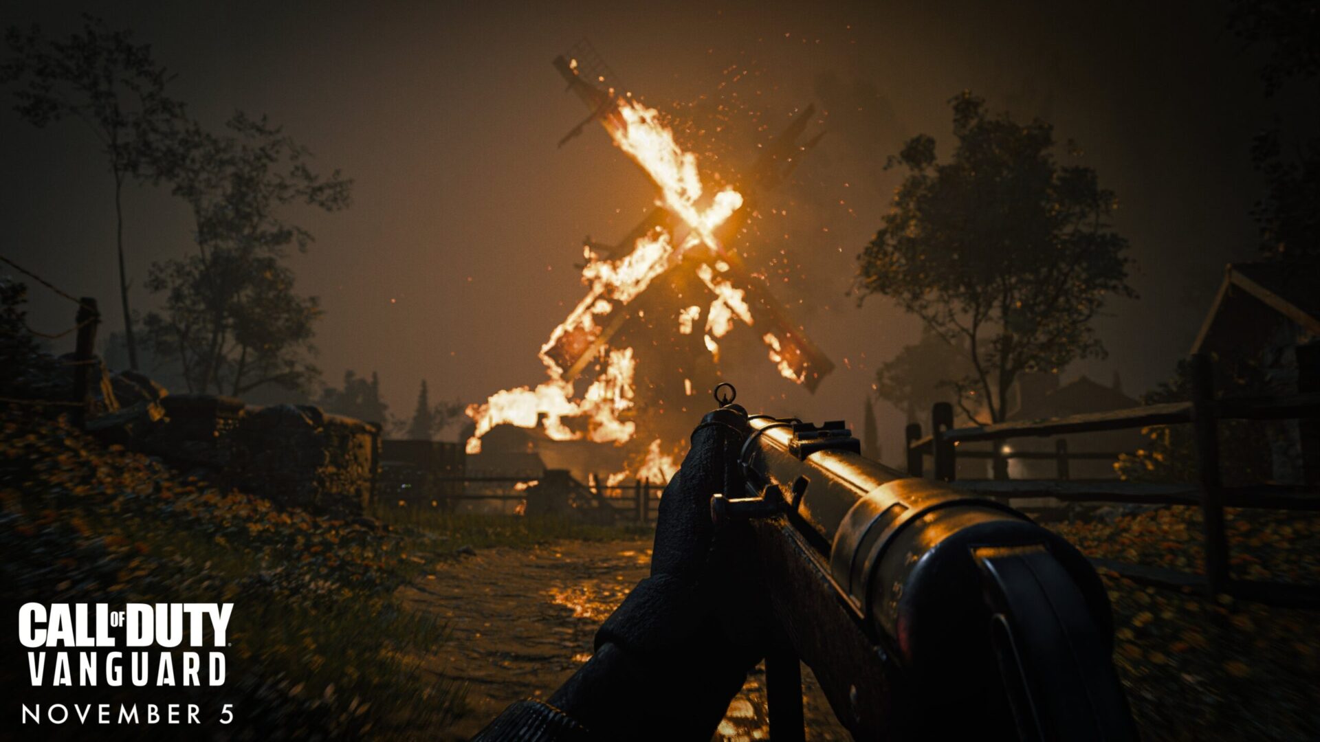 Call of Duty Vanguard burning windmill