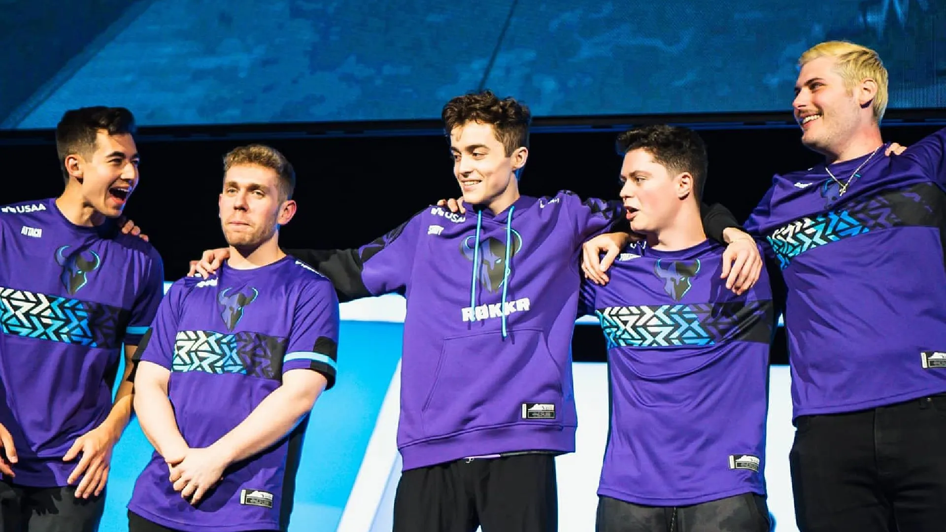 Attach and his teammates on Minnesota ROKKR celebrating their Stage 5 Major win