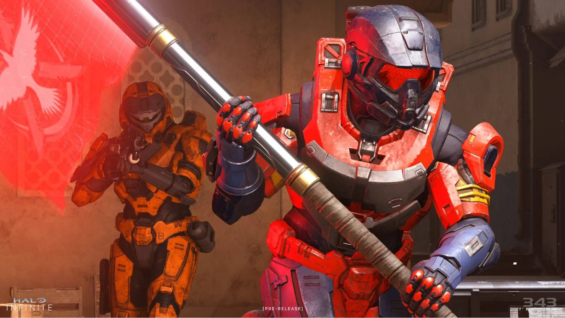 Halo Infinite character with a weapon