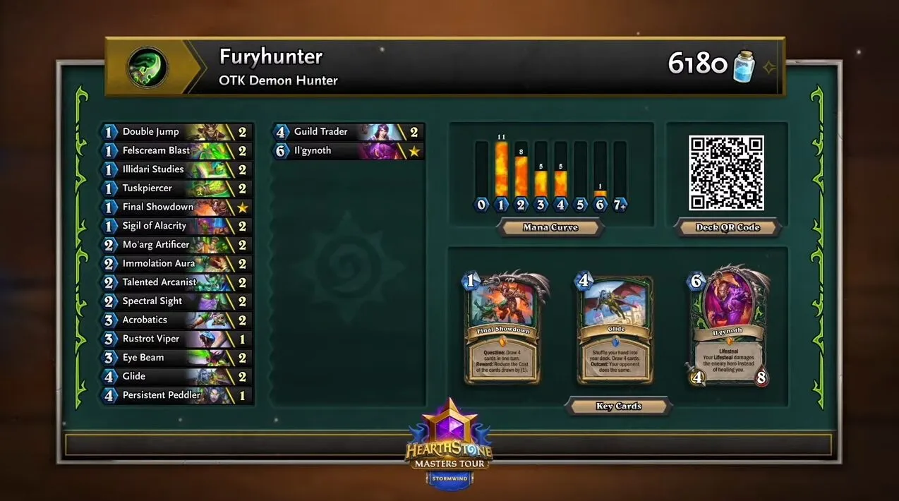 FuryHunter's OTK Demon Hunter deck in Hearthstone Masters Tour Stormwind