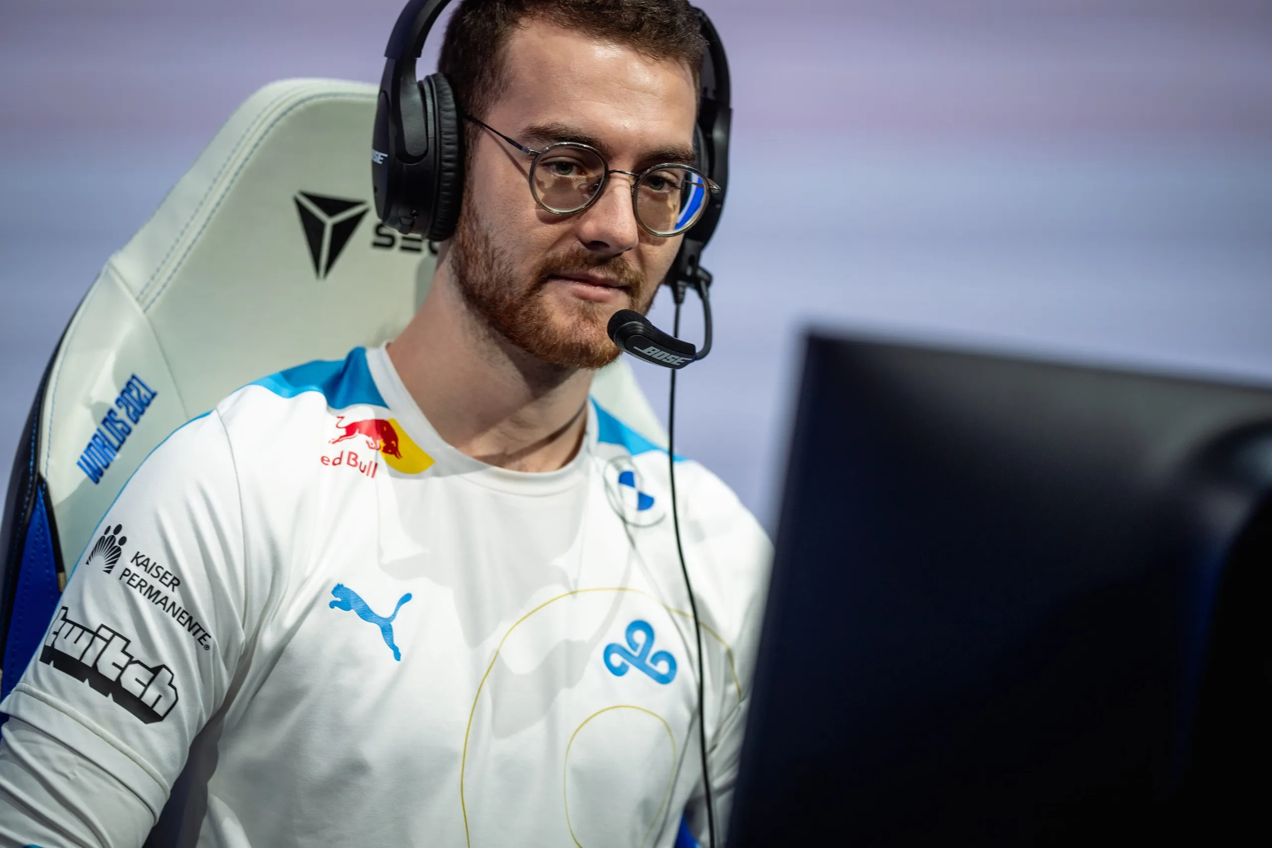 Cloud9's Philippe “Vulcan” Laflamme competes at the League of Legends World Championship Groups Stage on October 13, 2021 in Reykjavik, Iceland.