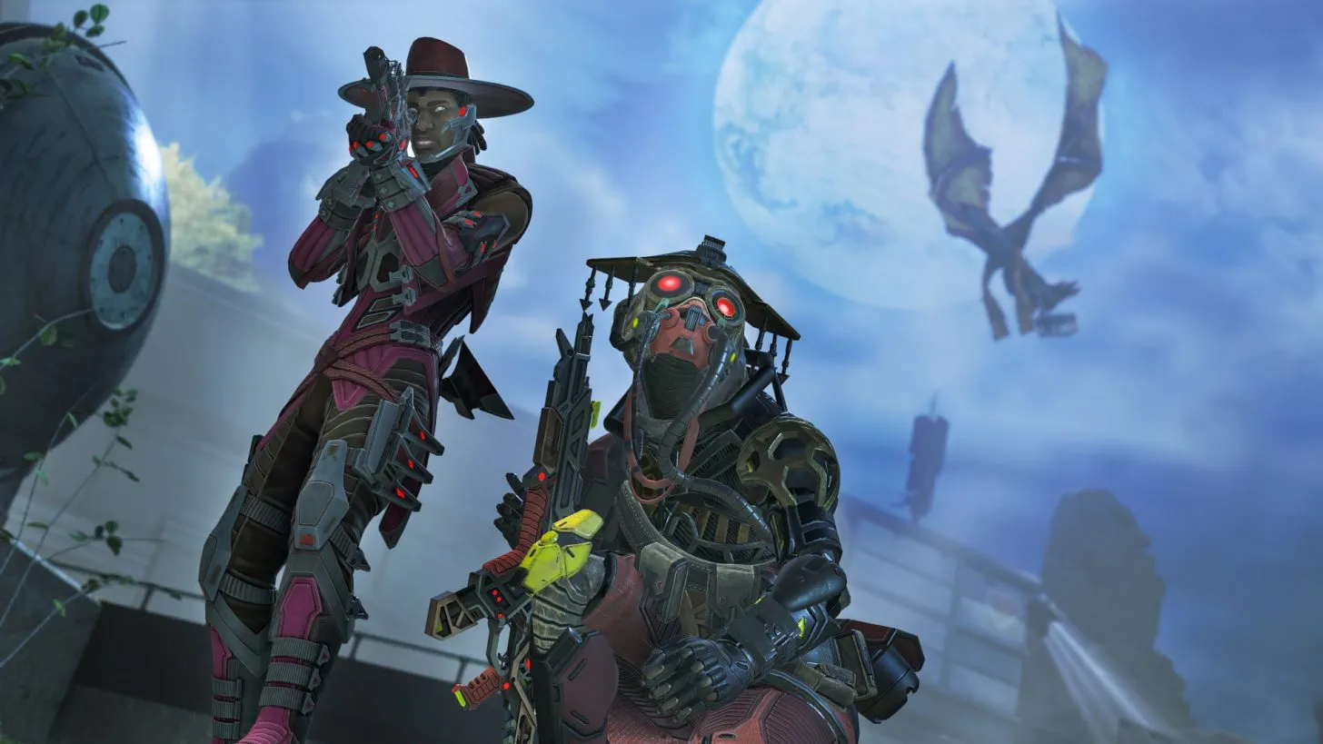 Apex Legends' Bloodhound and Seer in the promo graphic for Shadow Royale