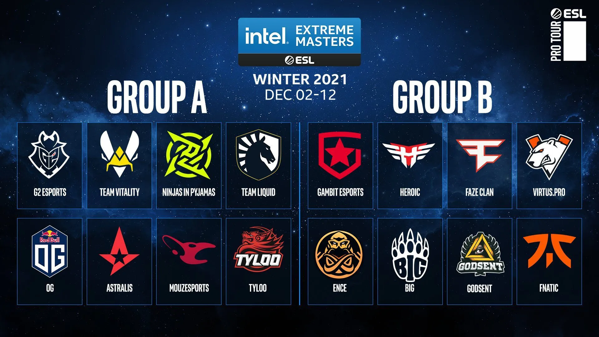 IEM 2022 teams competing poster
