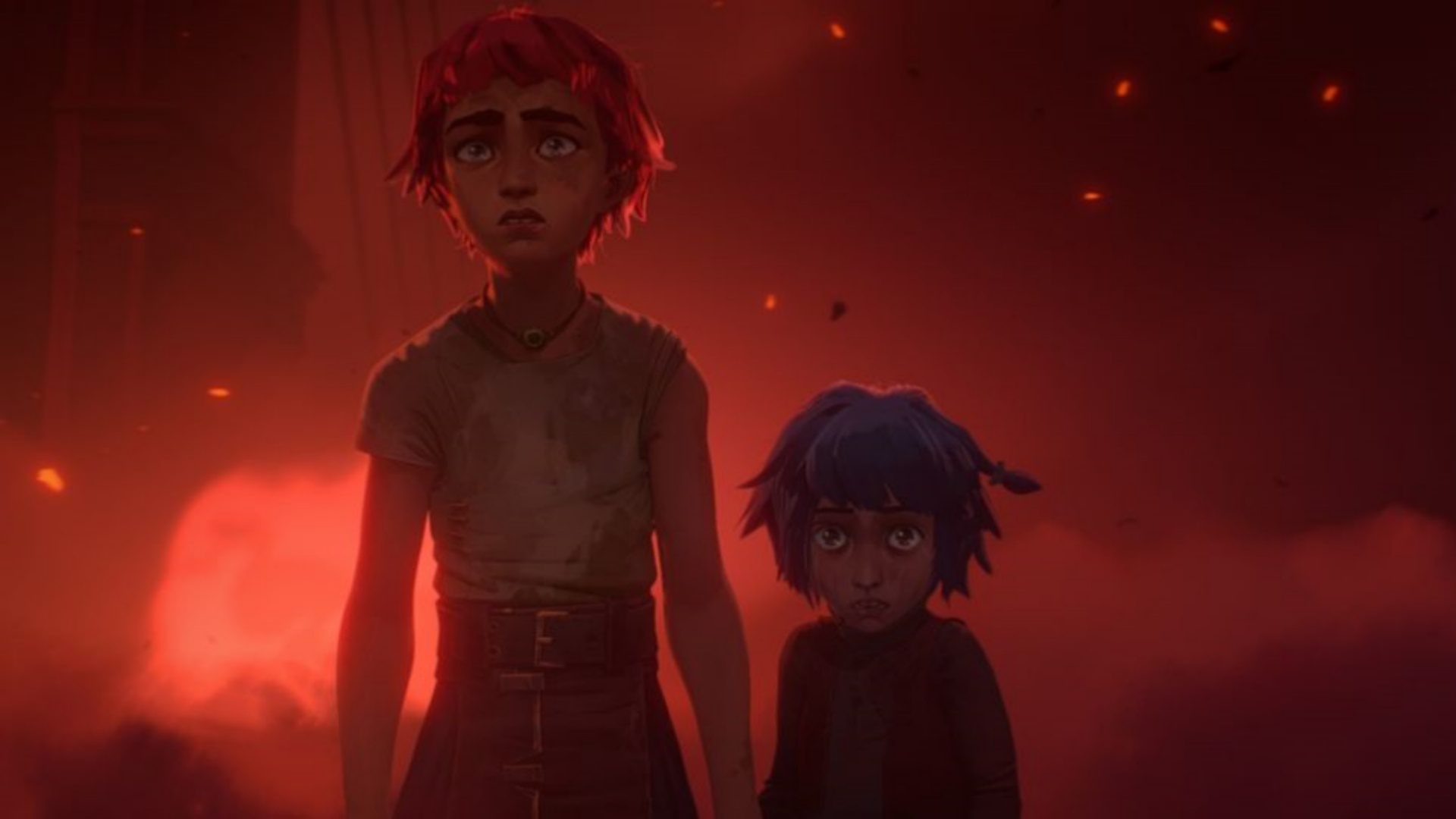 A still image of VI and Power in arcane episode 1