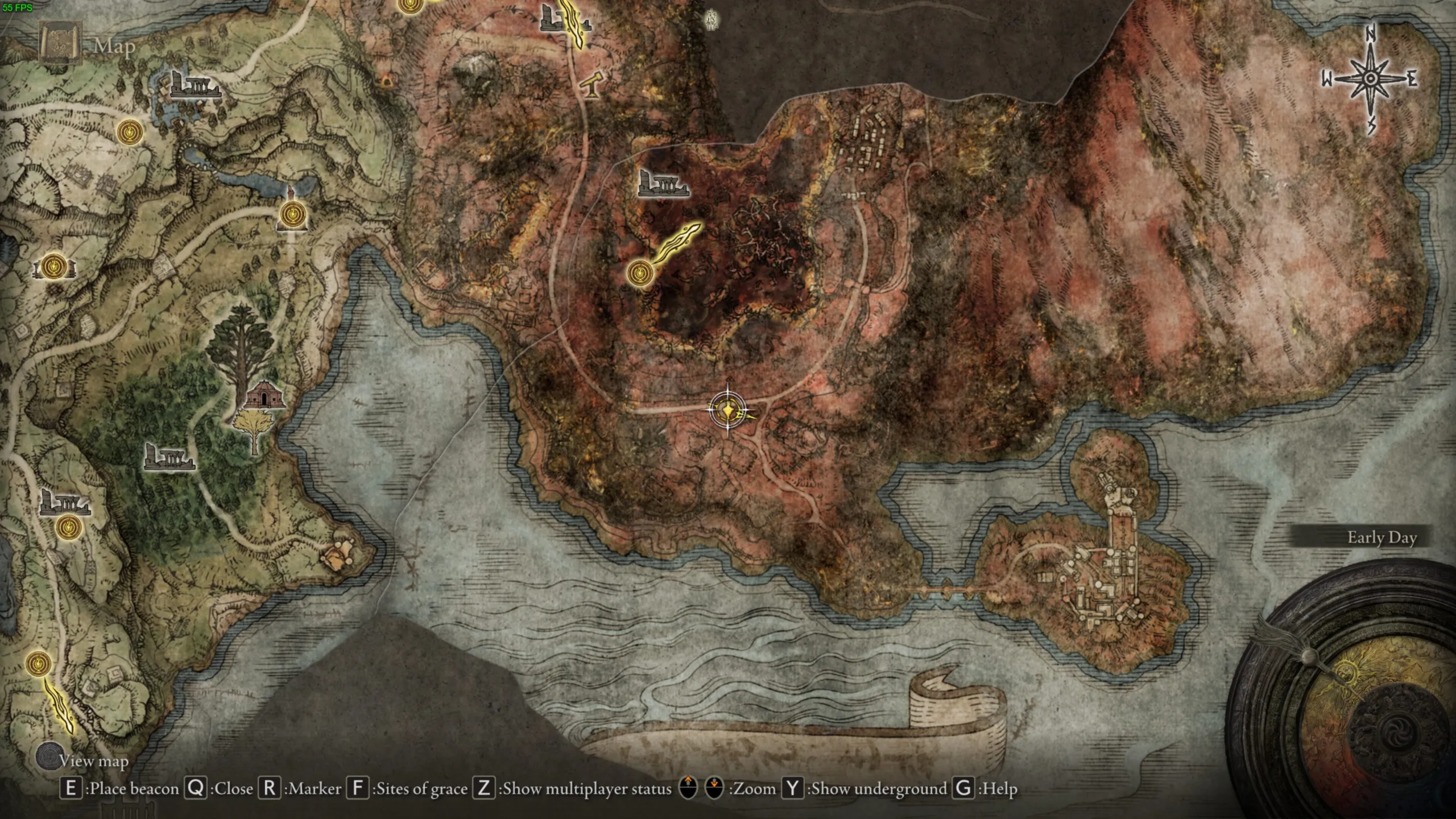 The player icon is where players can find the map of Caelid