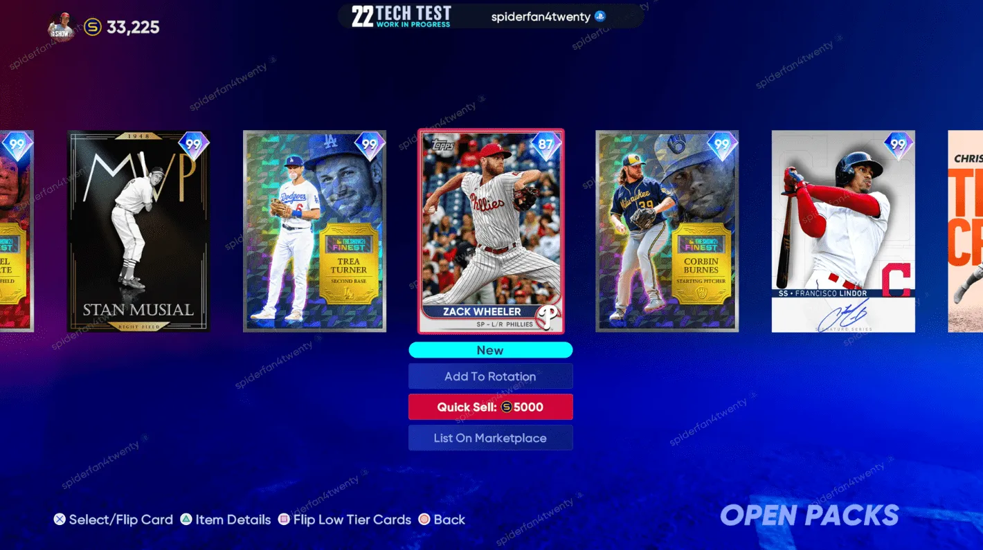 MLB The Show 22 pack opening screen