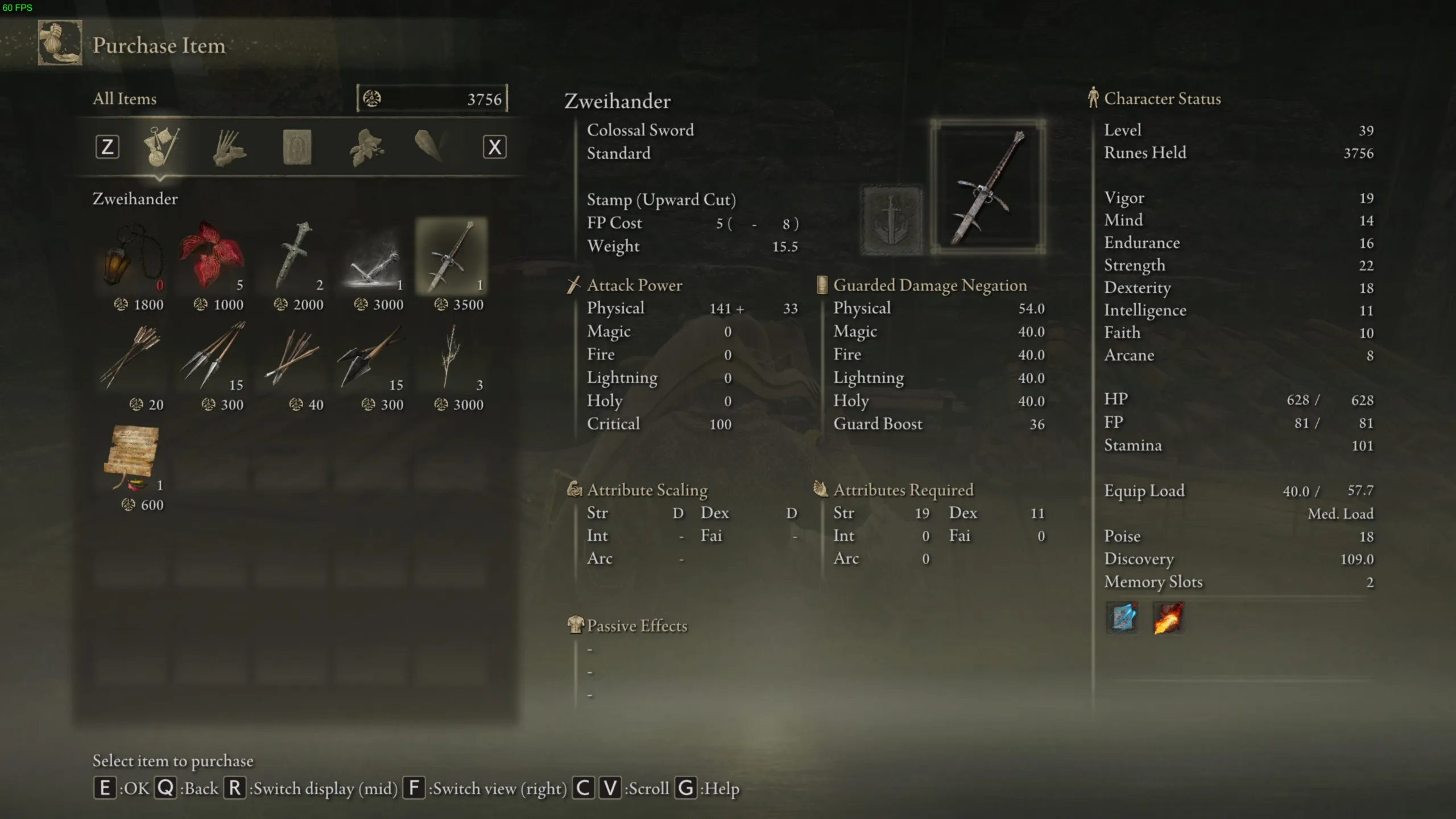 Zweihander sword Elden Ring