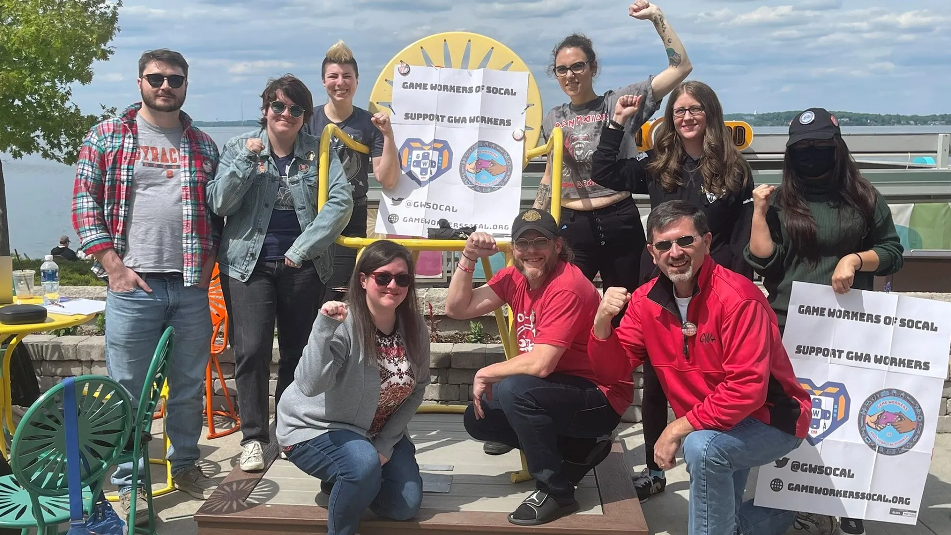 Game Workers Alliance members celebrate their successful unionization bid.