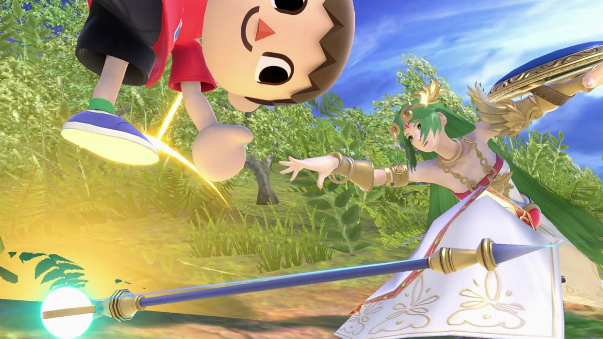 Palutena and Villager in Smash Ultimate.