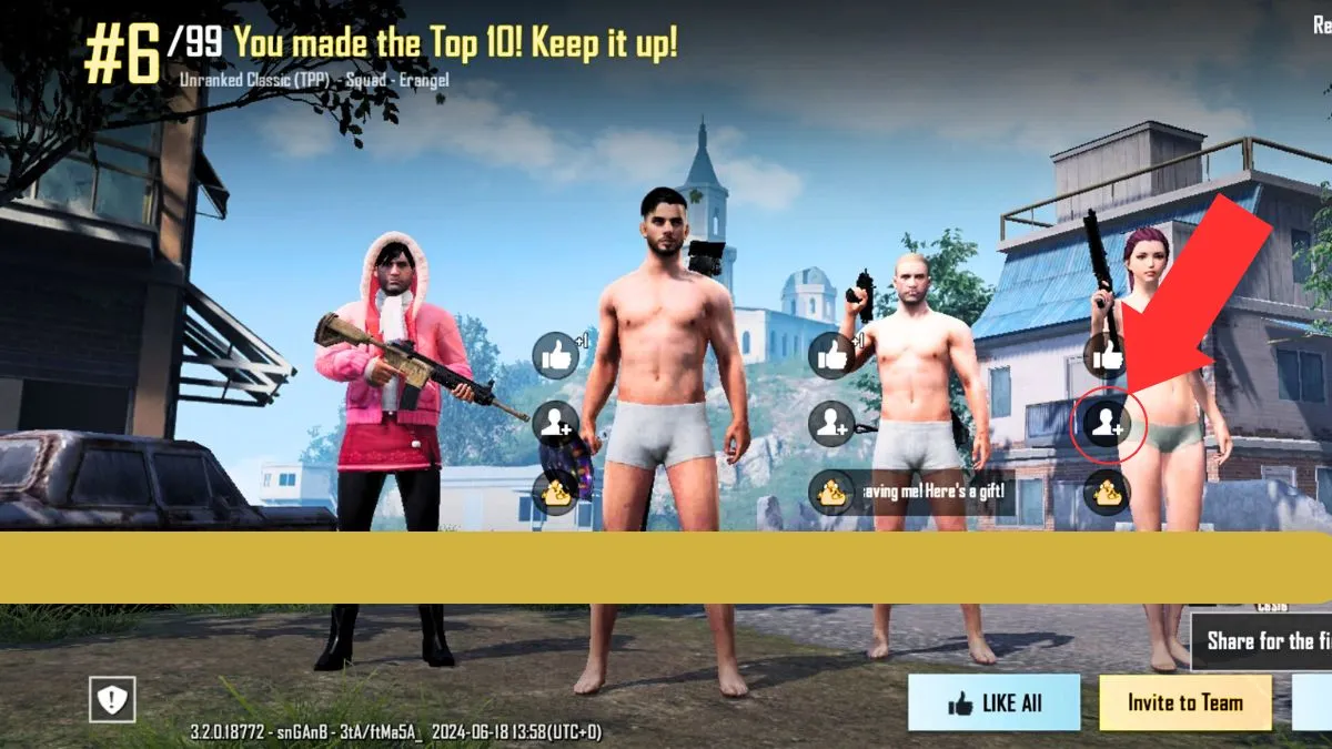 Adding a friend from the post game screen in PUBG mobile